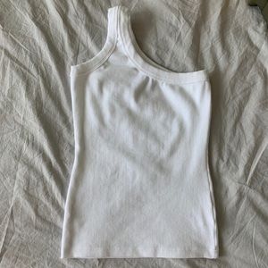 White rib one shoulder top